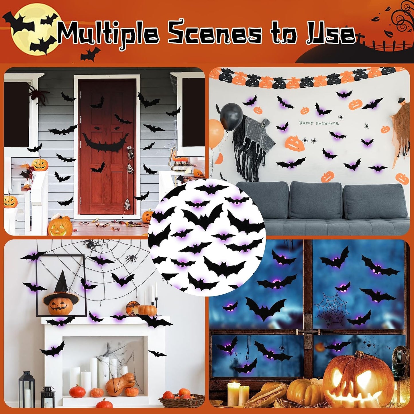 Spooky 3D Bats Wall Decor